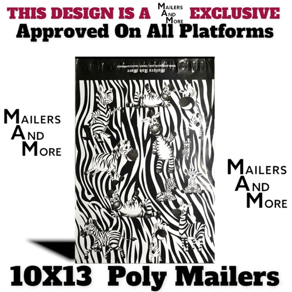 50 10X13 Poly Mailers, Zebra Shipping Envelopes PRICE IS FIRM - Picture 3 of 5